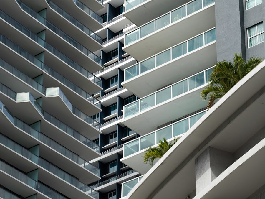 Condominium balconies and palms in Miami